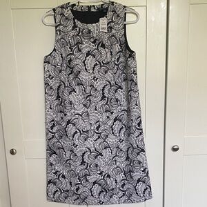 Brooks Brothers Black & White Paisley Sleeveless Shift Dress